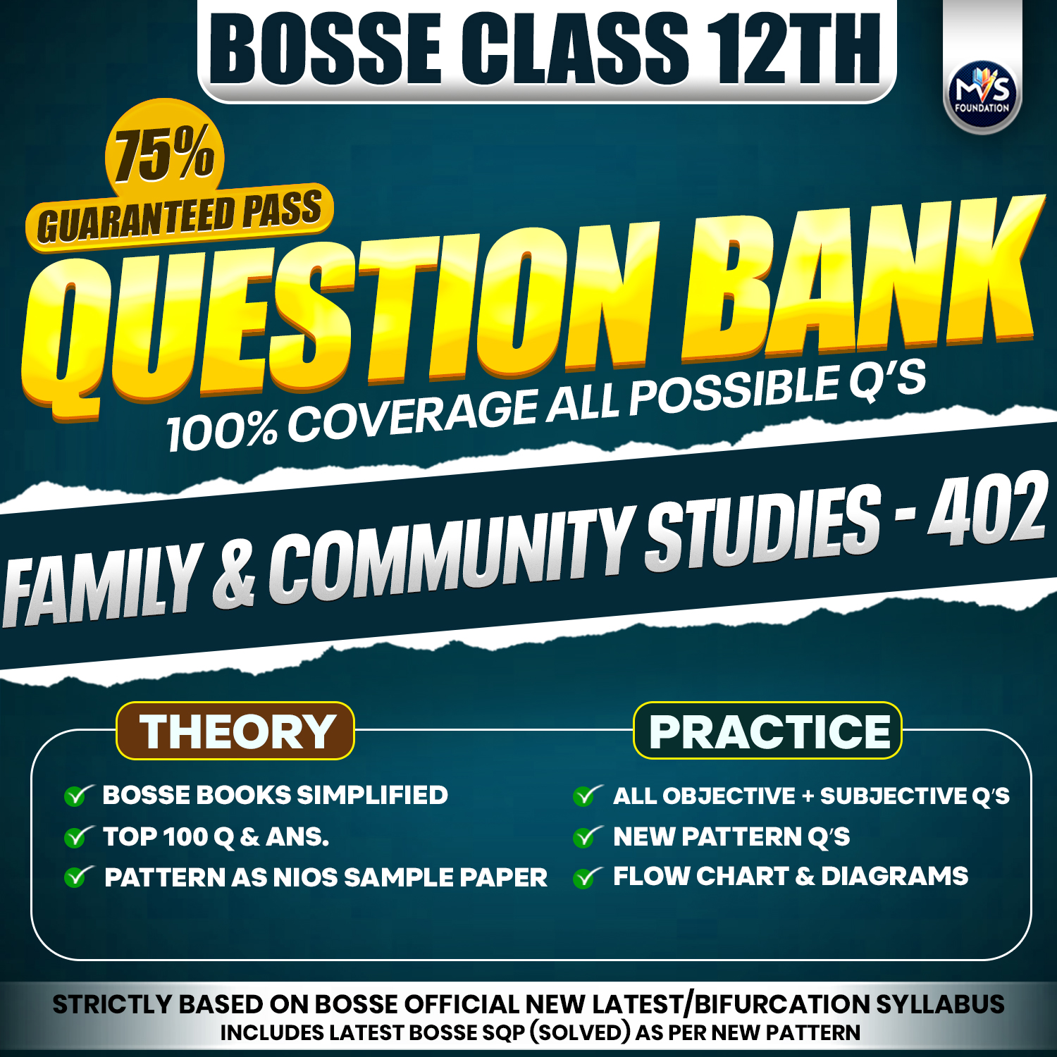 BOSSE Class 12th Family & Community Studies (402) Question Bank in Hindi Medium