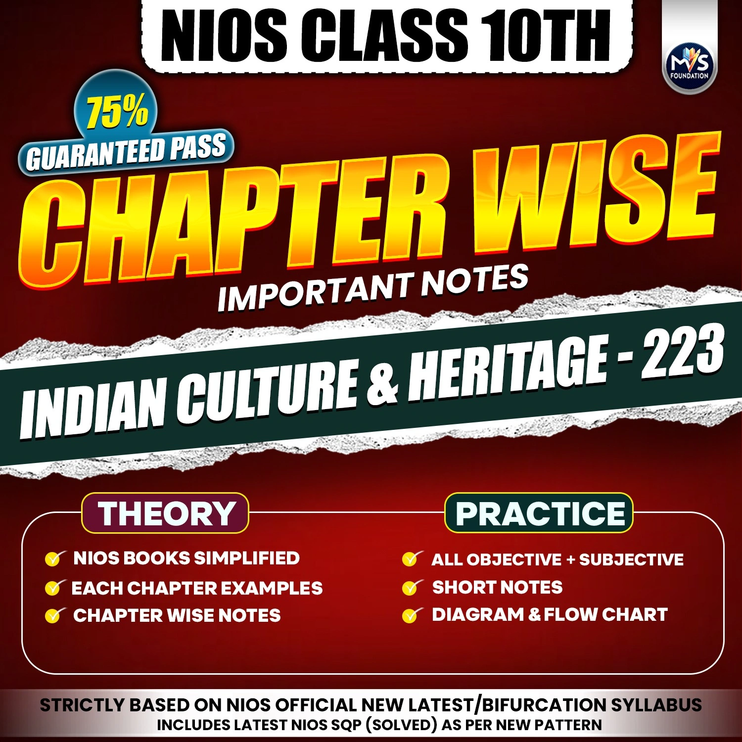 NIOS Class 10th Indian Culture and Heritage (223) Chapter wise Notes in English Medium