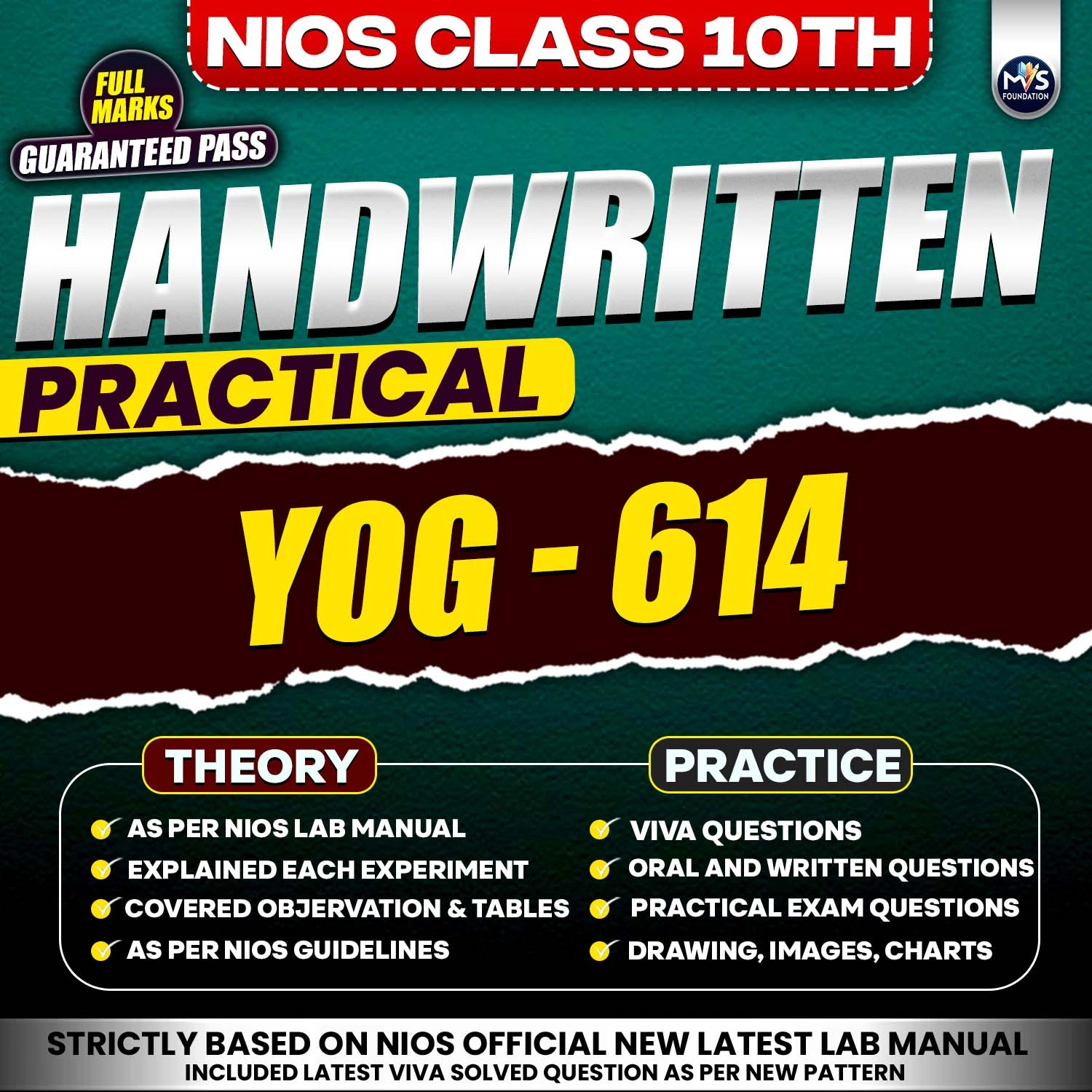 Nios Class 10th Yog Handwritten Practical Service by Manish Verma