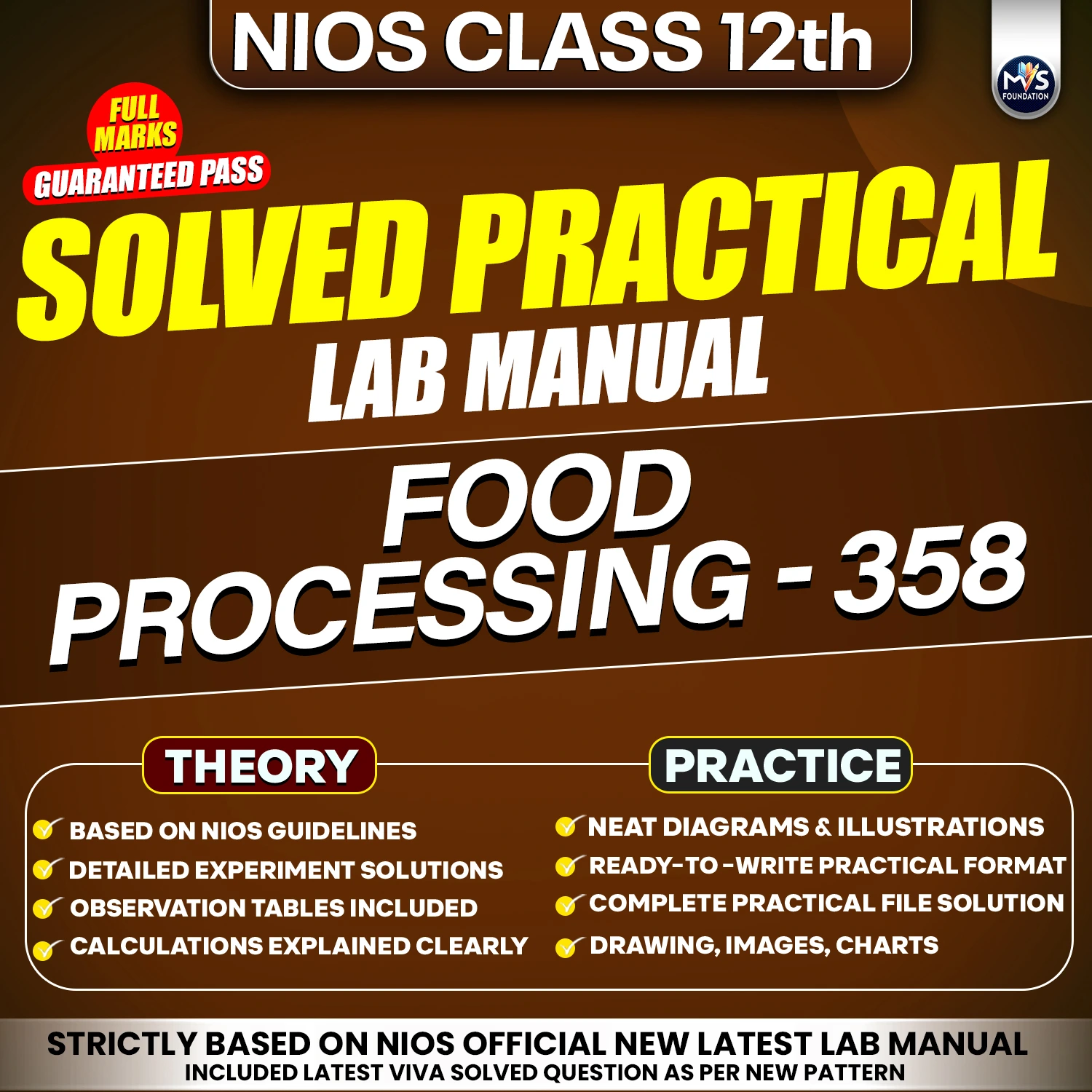 NIOS Class 12 Food Processing 358 Vocational Subject Practical Solutions &ndash; Hindi Medium (PDF Format) By Manish Verma
