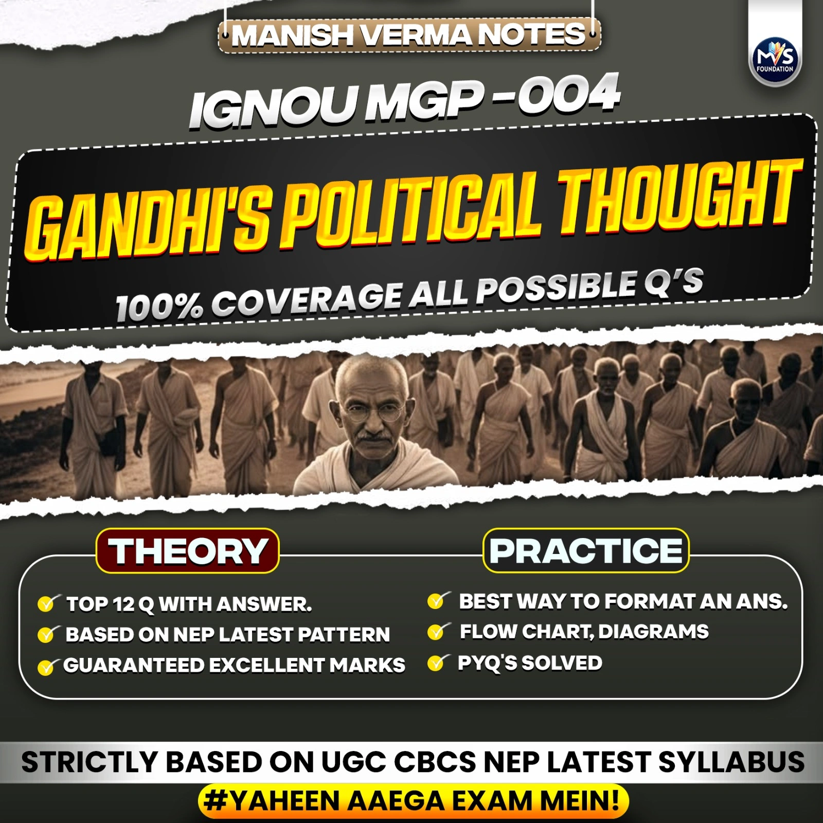 IGNOU MGP - 004 Gandhi's Political Thought Notes In English Medium