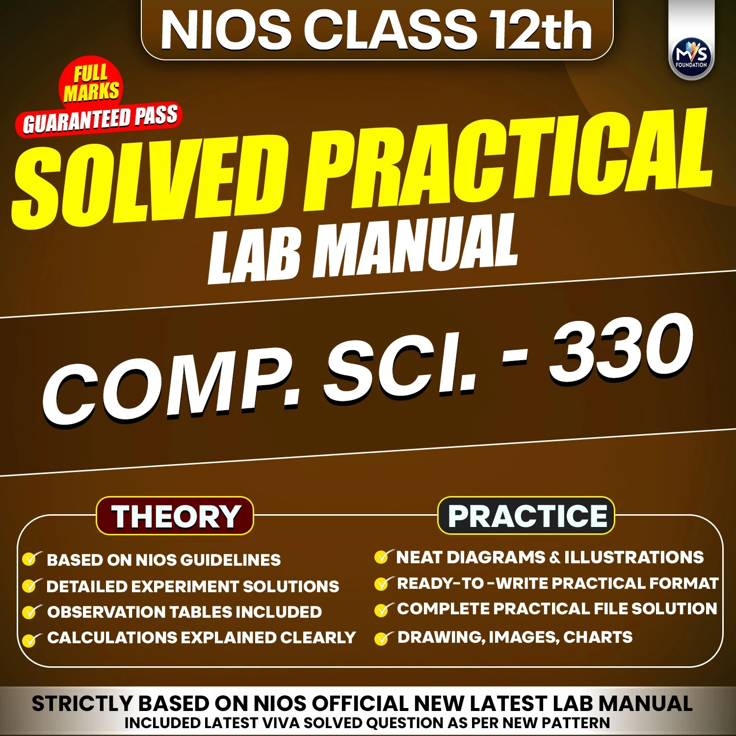 NIOS Class 12 Computer Science (330) Practical Solutions &ndash; English Medium (PDF Format) By Manish Verma