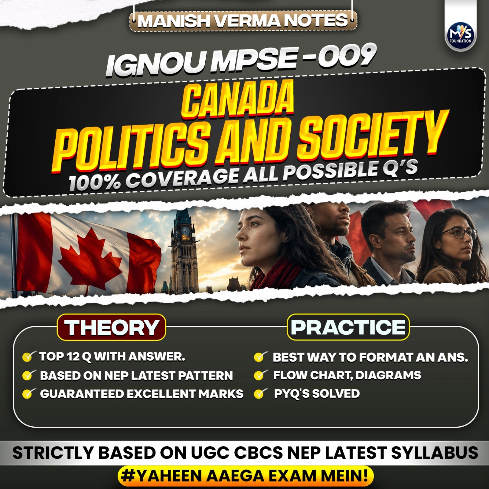 IGNOU MPSE - 009 Canada: Politics and Society Notes In English Medium