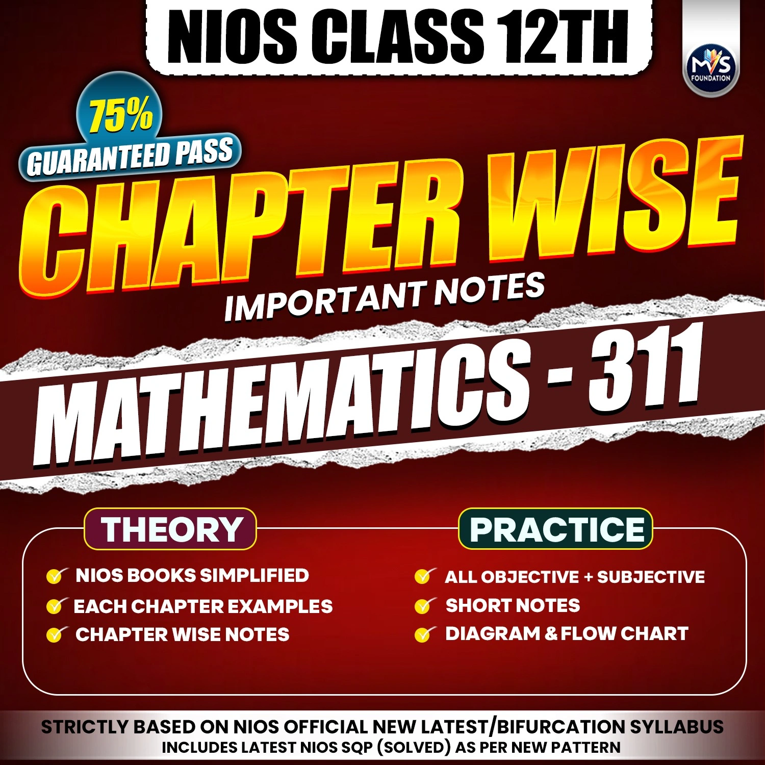 NIOS Class 12th Mathematics 311 Chapterwise PDF in English Medium