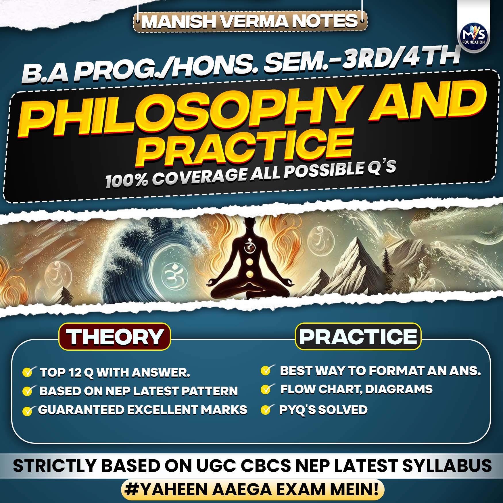 Yoga: PHILOSOPHY AND PRACTICE Notes In English Medium