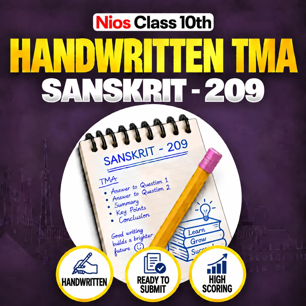 Nios Class 10th SANSKRIT (209) Handwritten Solved TMA Session 2026-27