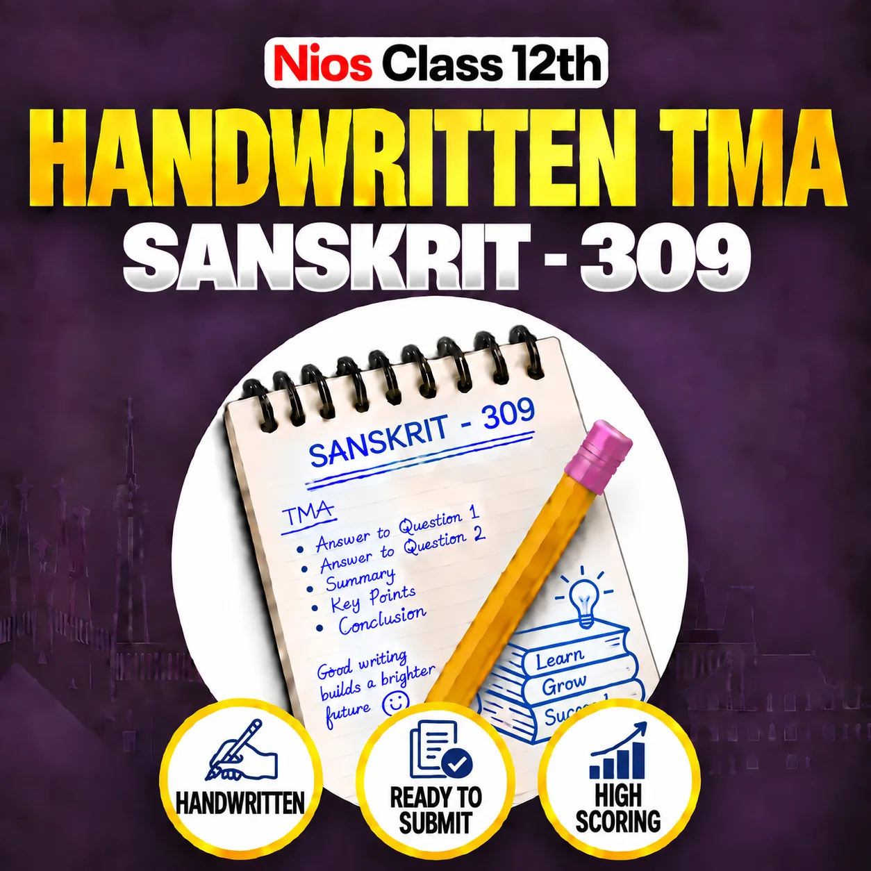 Nios Class 12th SANSKRIT (309) Handwritten Solved TMA Session 2026-27