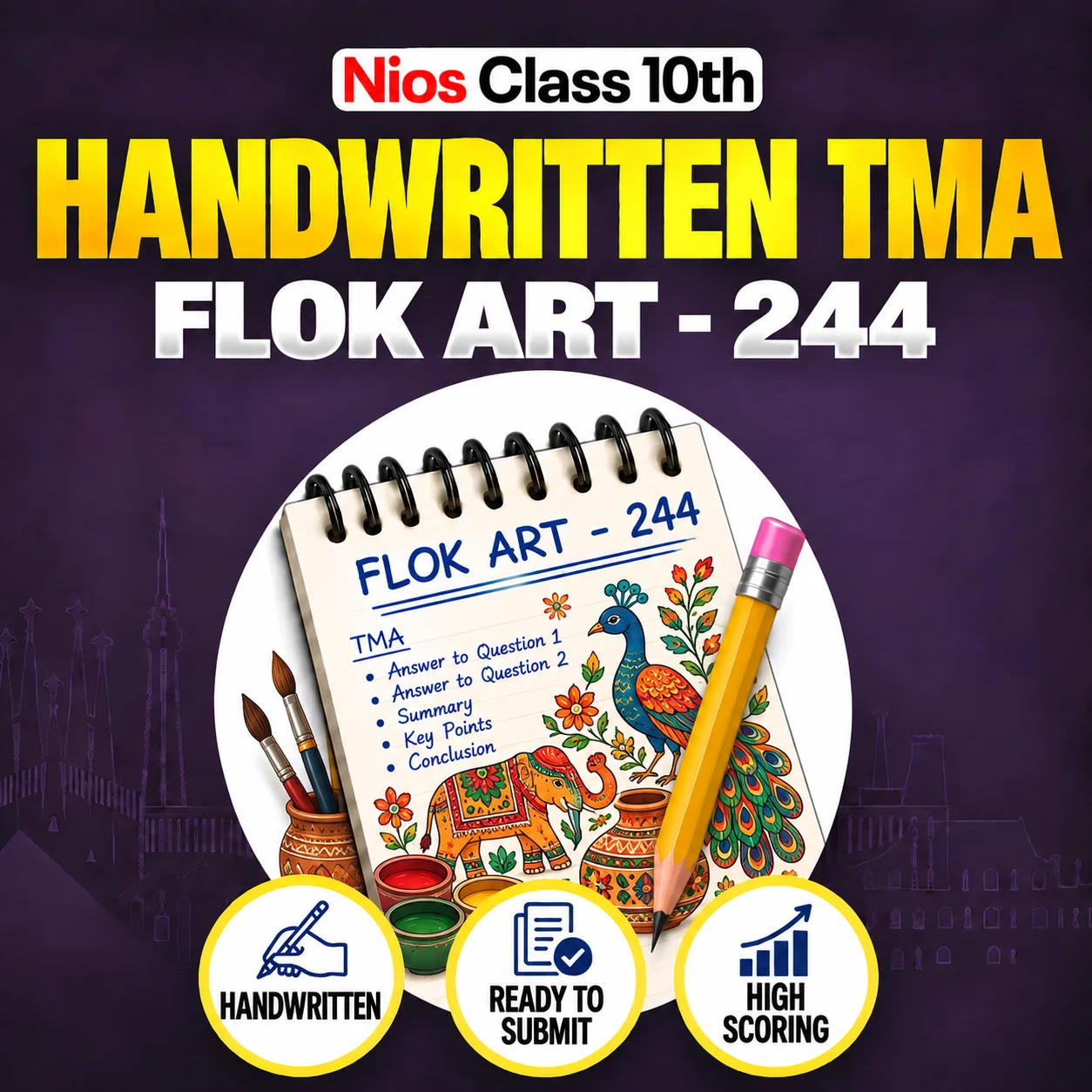 NIOS Class 10th Flok Art (244) Handwritten Solved TMA Hindi Medium Session 2026-27