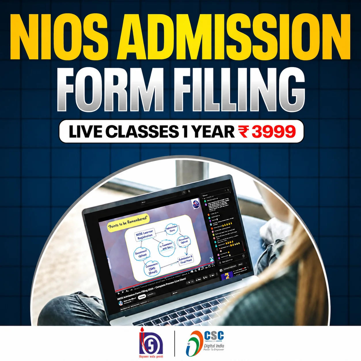 NIOS Admission form Filling + Live Classes 1 year.