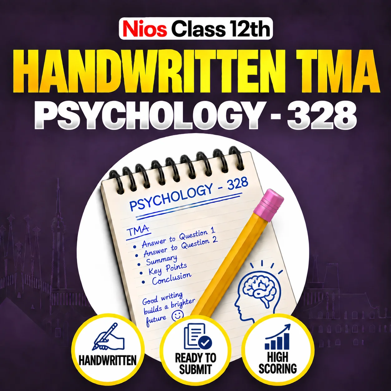 Nios Class 12th PSYCHOLOGY (328) Handwritten Solved TMA Hindi Medium Session 2026-27