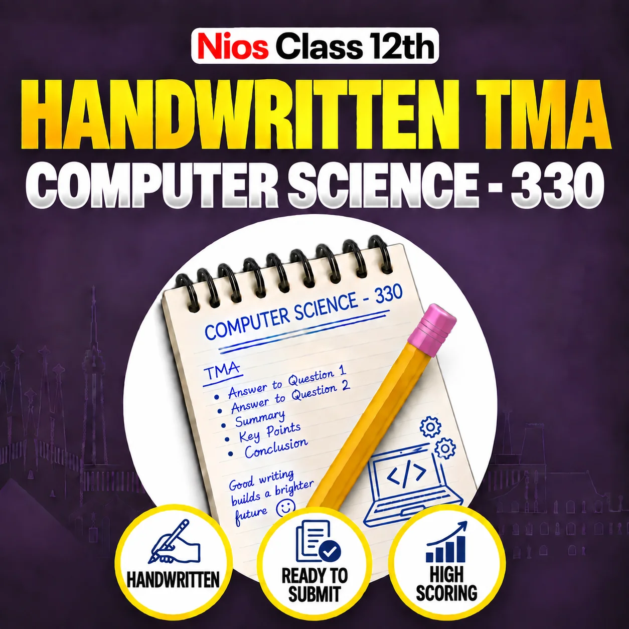 Nios Class 12th COMPUTER SCIENCE (330) Handwritten Solved TMA English Medium Session 2026-27