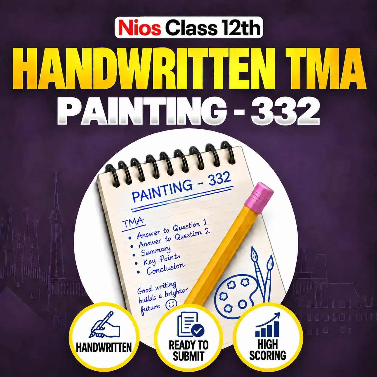 Nios Class 12th PAINTING (332) Handwritten Solved TMA English Medium Session 2026-27