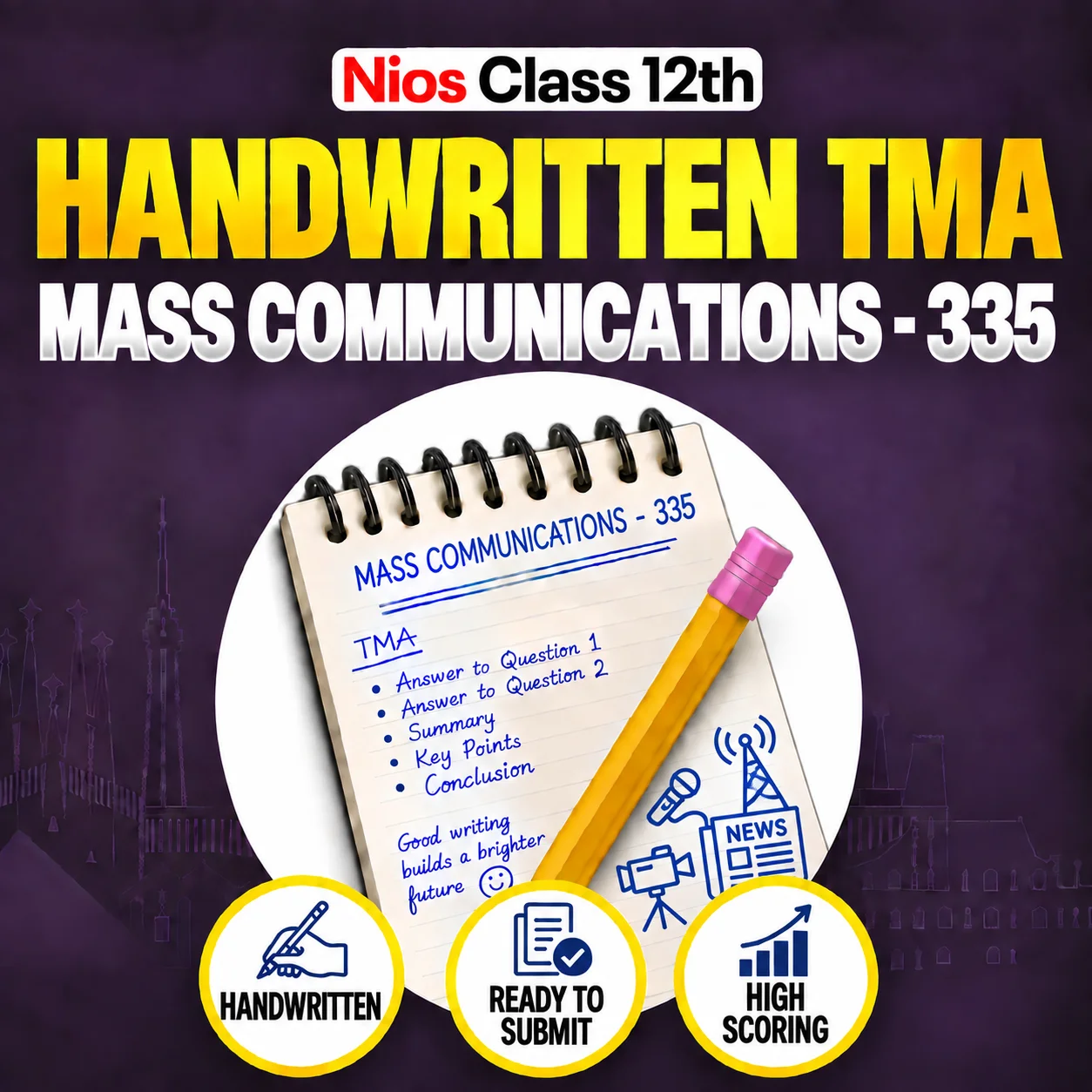 Nios Class 12th MASS COMMUNICATION (335) Handwritten Solved TMA English Medium Session 2026-27
