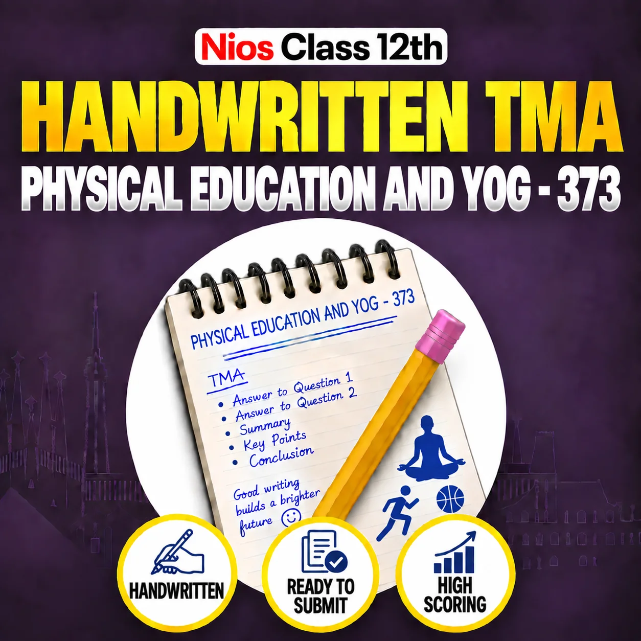 Nios Class 12th PHYSICAL EDUCATION AND YOG (373) Handwritten Solved TMA Hindi Medium Session 2026-27