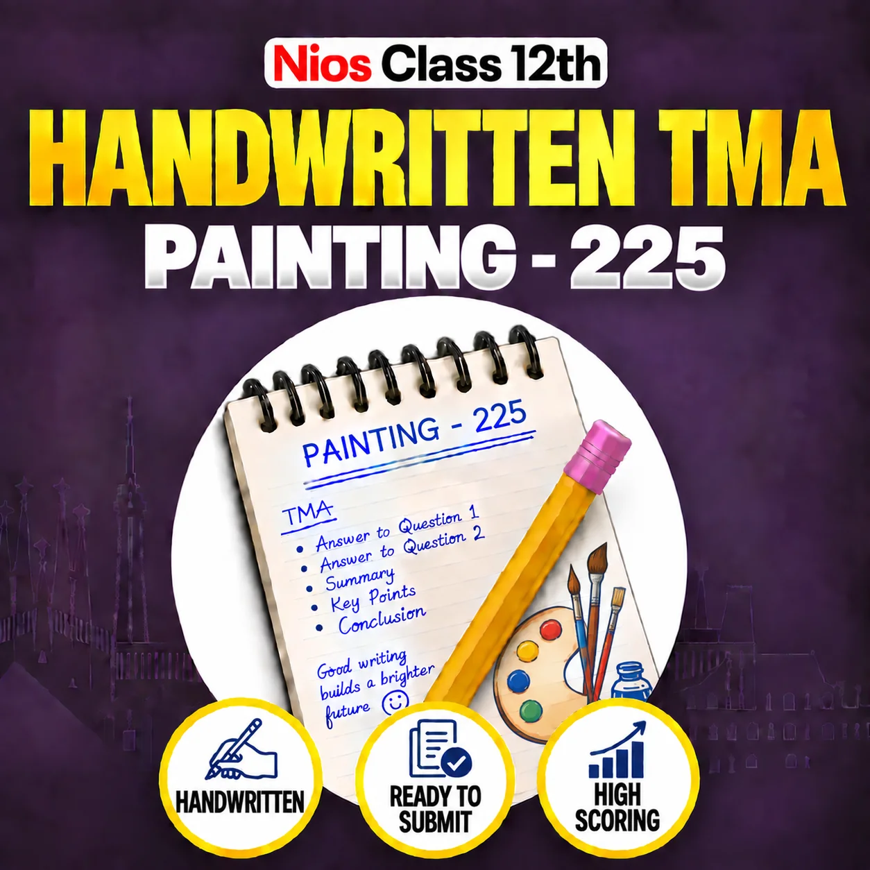 Nios Class 10th PAINTING (225) Handwritten Solved TMA Hindi Medium Session 2026-27