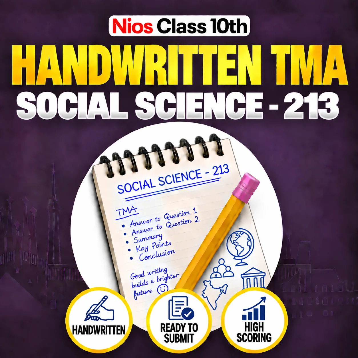 NIOS Class 10th SOCIAL SCIENCE (213) Handwritten Solved TMA Hindi Medium Session 2026-27