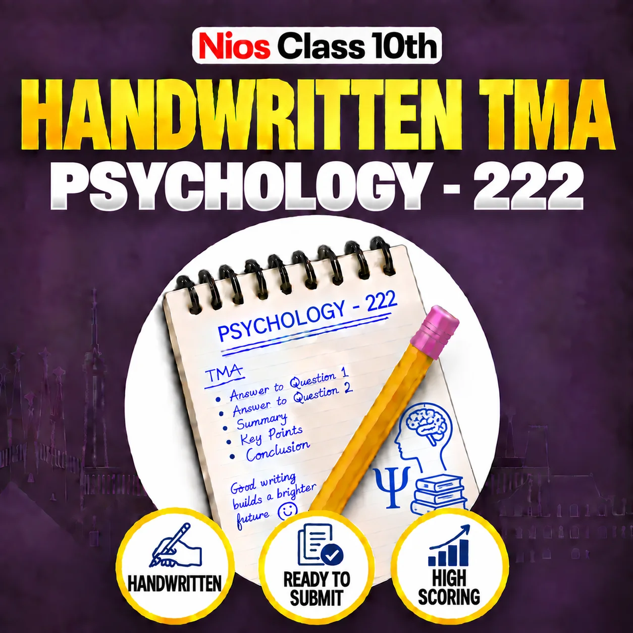 NIOS Class 10th PSYCHOLOGY (222) Handwritten Solved TMA Hindi Medium Session 2026-27