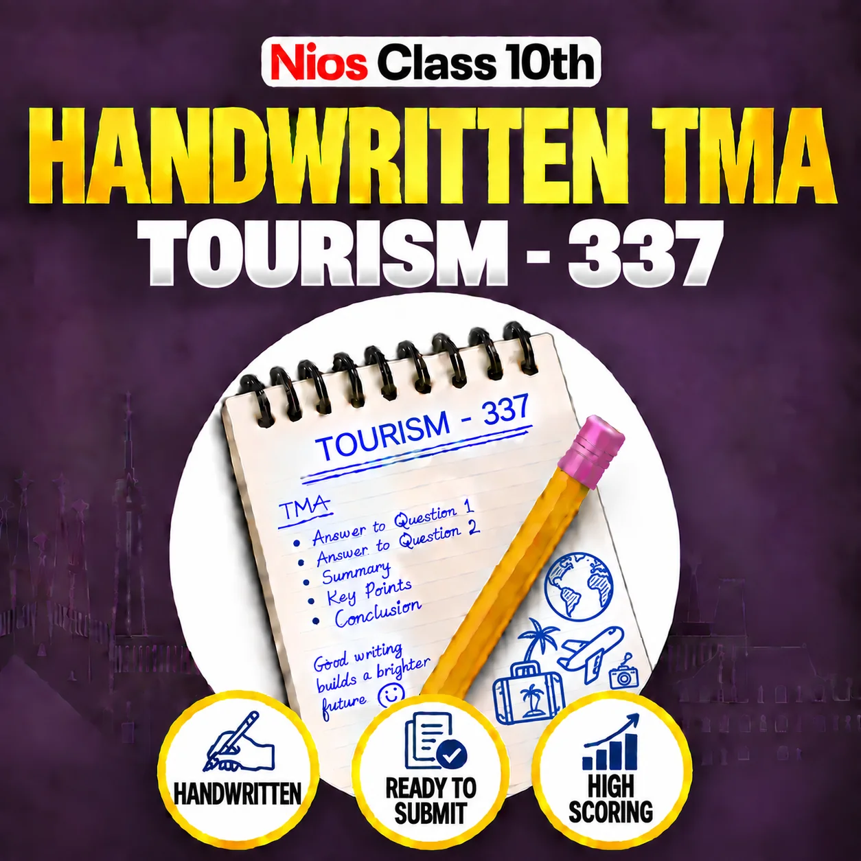 Nios Class 12th TOURISM (337) Handwritten Solved TMA English Medium Session 2026-27