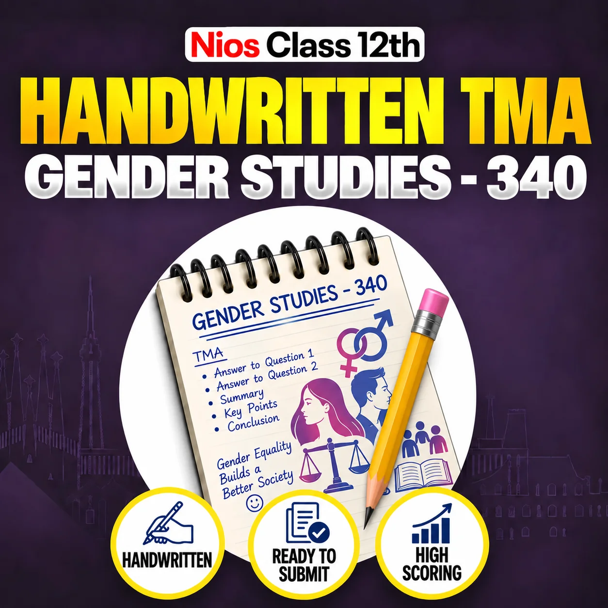 NIOS CLASS 12TH Gender Studies (340) Handwritten Solved TMA Hindi Medium Session 2026-27