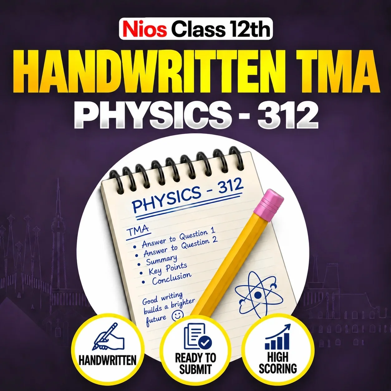 NIOS Class 12th PHYSICS (312) Handwritten Solved TMA English Medium Session 2026-27
