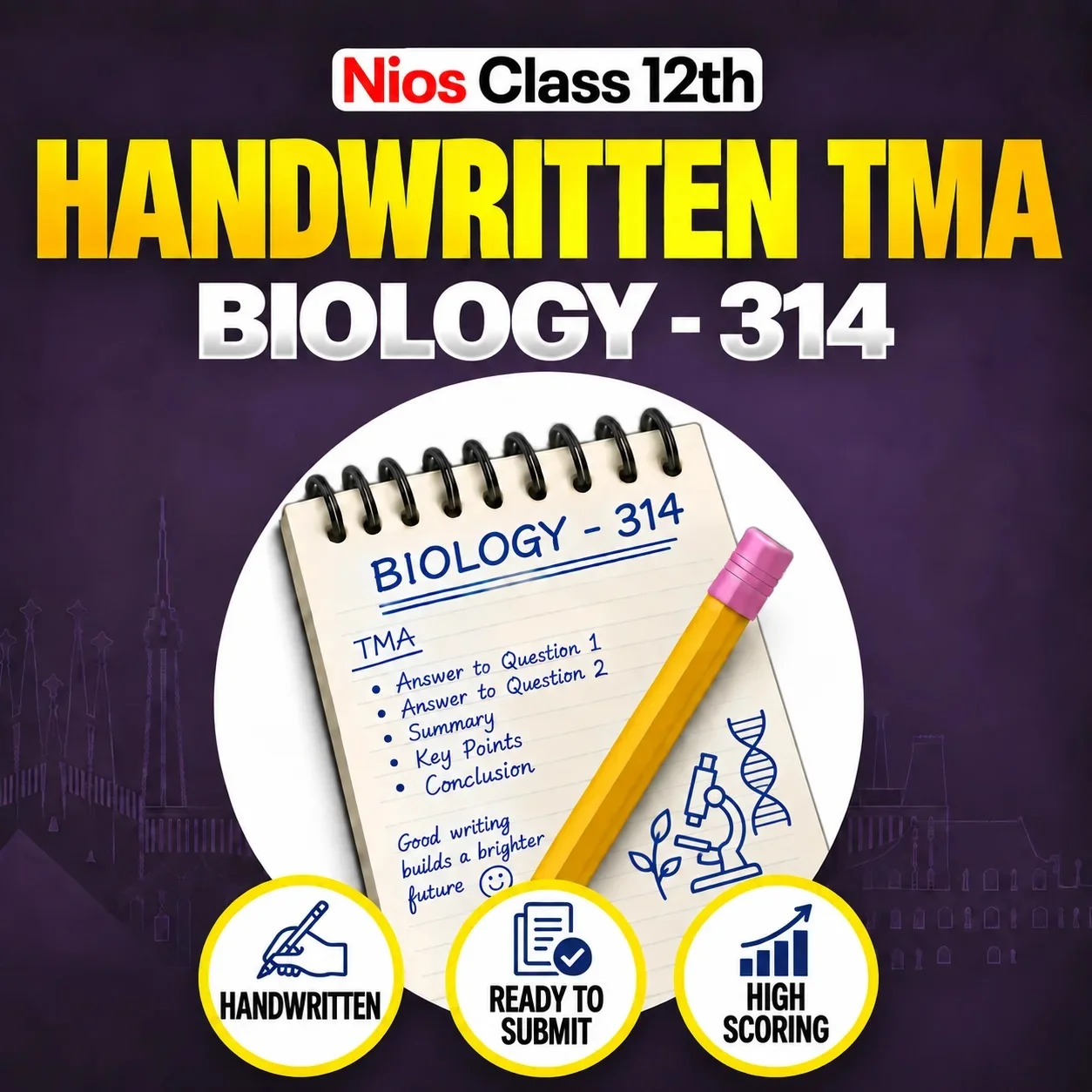 NIOS Class 12th BIOLOGY (314) Handwritten Solved TMA Hindi Medium Session 2026-27