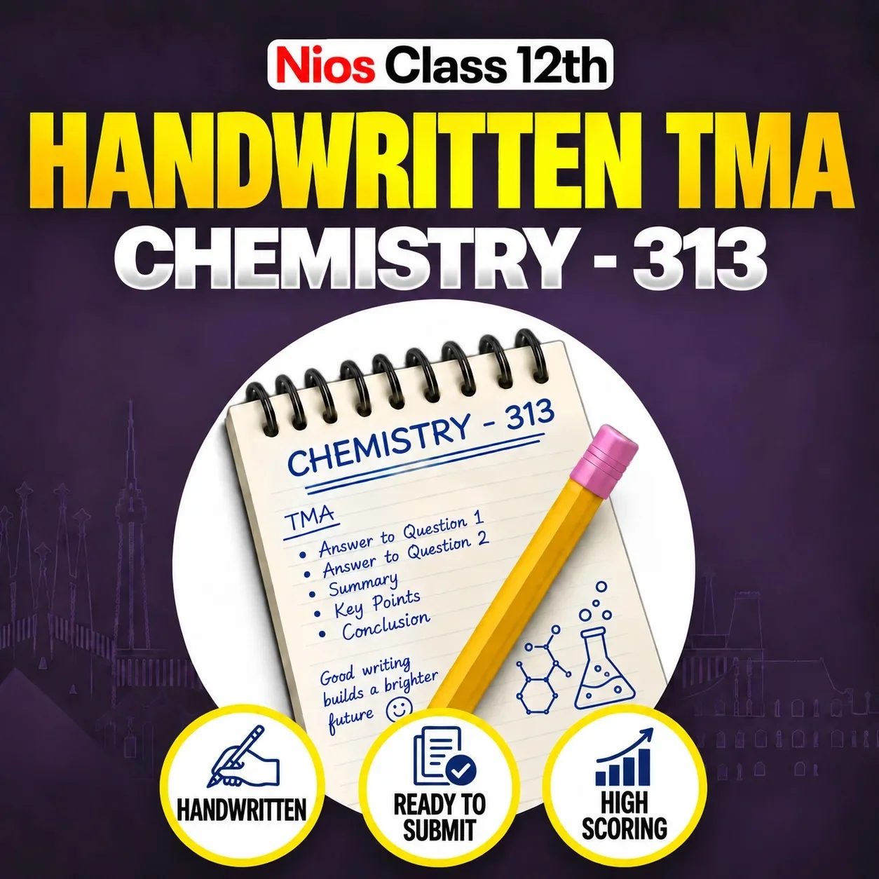 NIOS Class 12th CHEMISTRY (313) Handwritten Solved TMA Hindi Medium Session 2026-27
