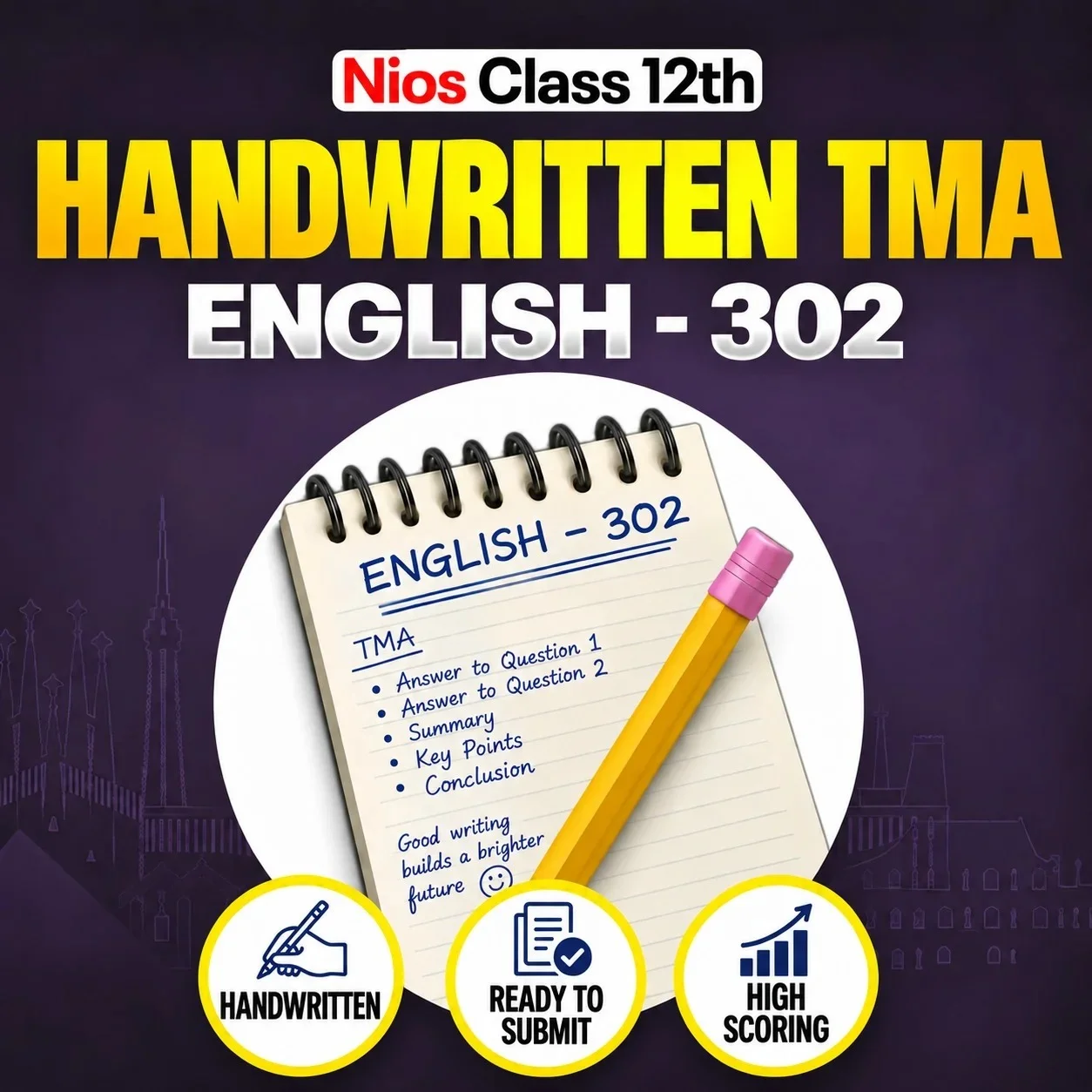 NIOS Class 12h ENGLISH (302) Handwritten Solved TMA Session 2026-27
