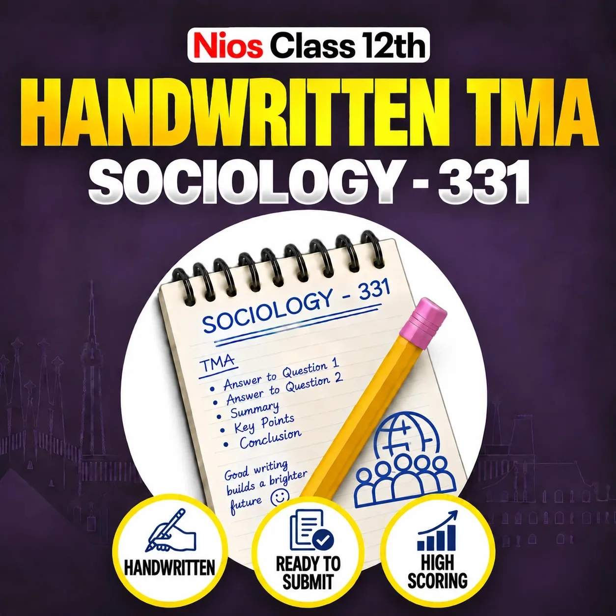 Nios Class 12th SOCIOLOGY (331) Handwritten Solved TMA Hindi Medium Session 2026-27